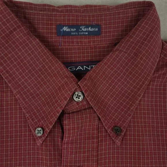 Gant Plaid Button Down Shirt Mens Large Red Cotton - Picture 2 of 14